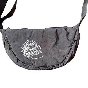 Morally Gray Nylon Puffy Crescent Shoulder Bag